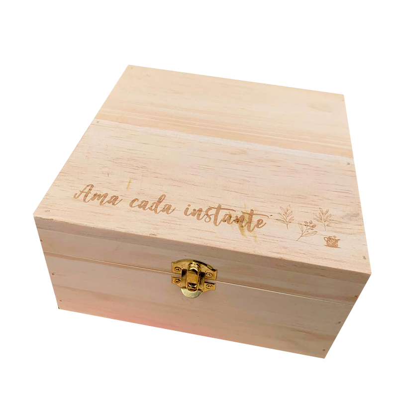 Imagen Caja de madera con tapa en madera x 32 infusiones 2