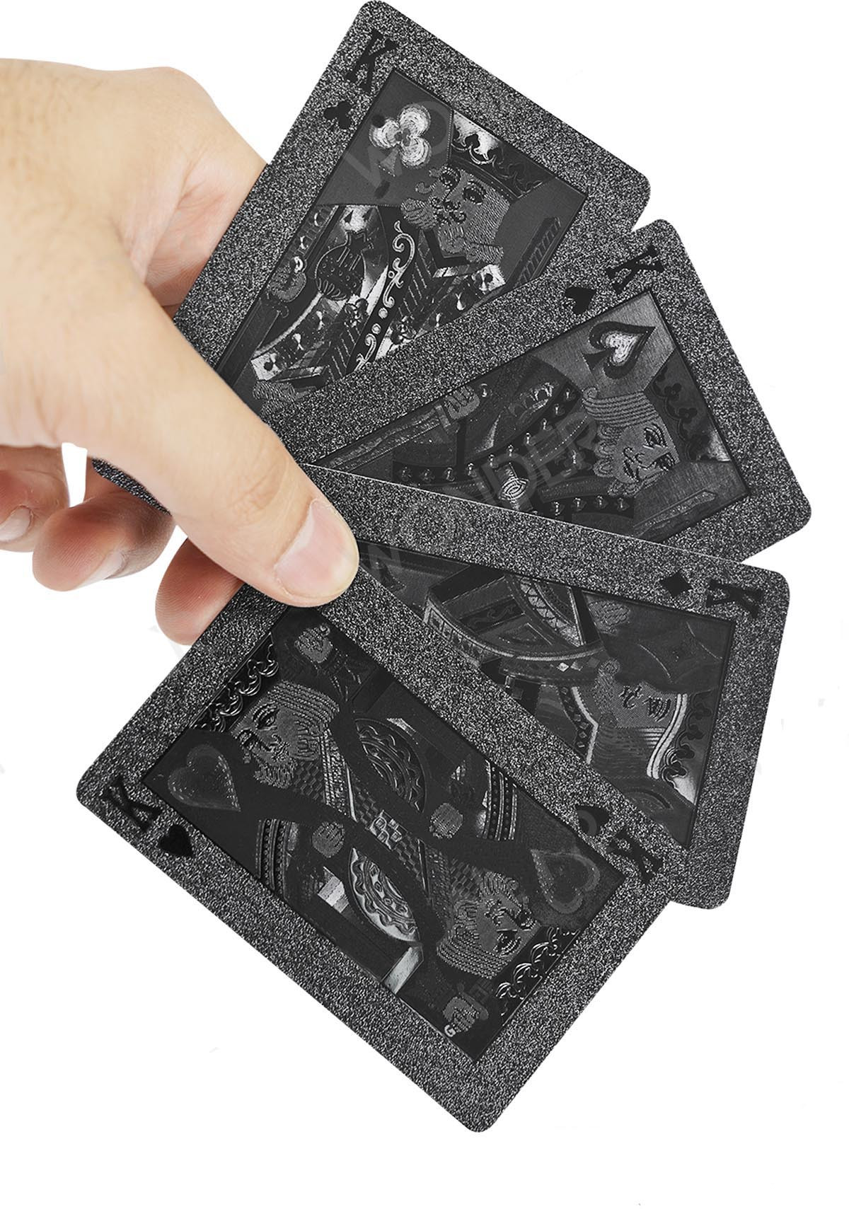 Imagen Cartas Naipe Plástico Negro Impermeable 2