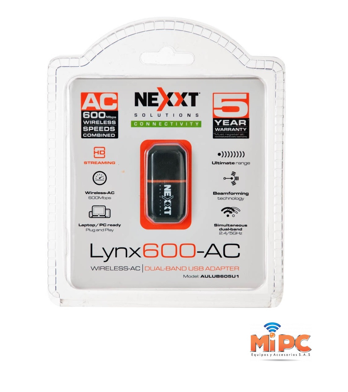 Imagen Adaptador NEXXT USB inalámbrico AC de doble banda, Lynx600-AC 3