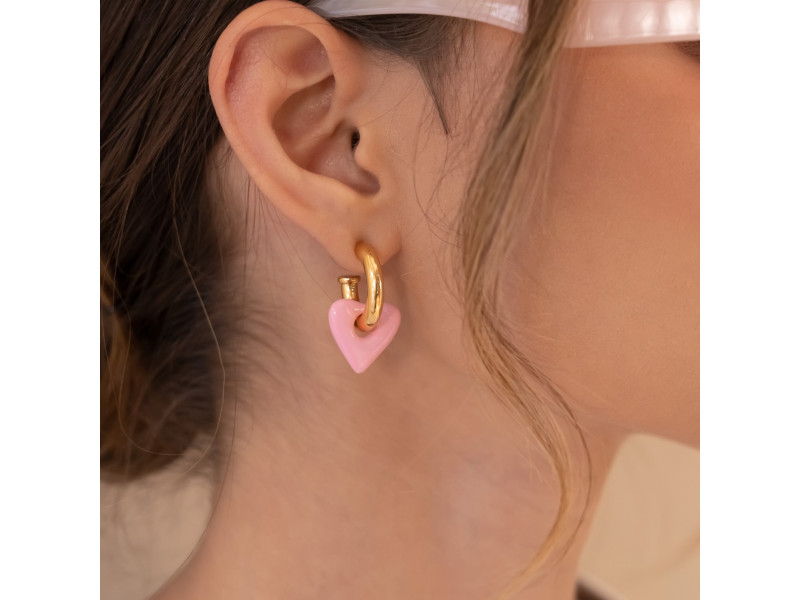 ARETES 2 EN 1 MAXI CORAZÓN - GOLD / ROSA: 14681 Santa Tentación Accesorios