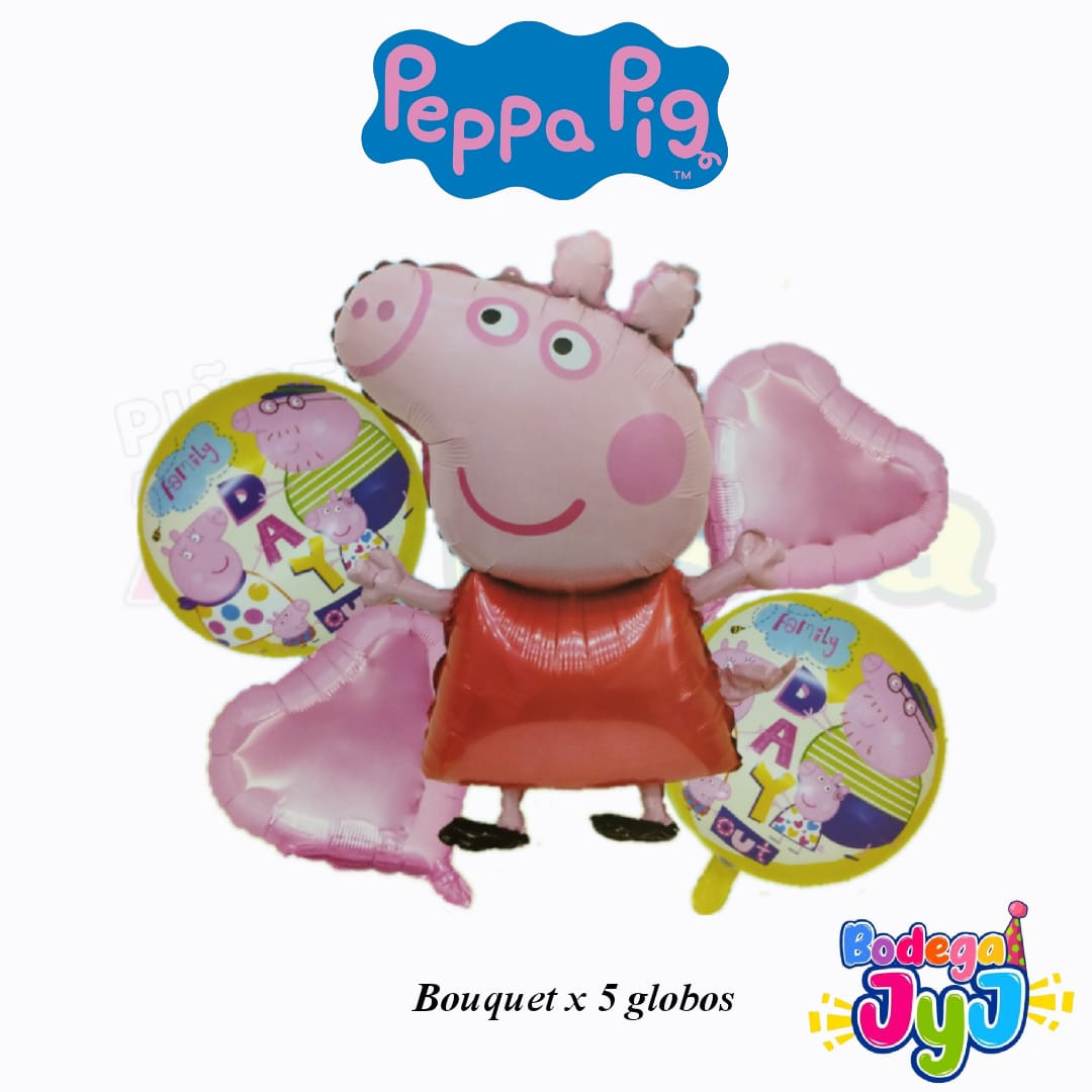 BOUQUET DE GLOBOS X5 PCS - PEPPA PIG