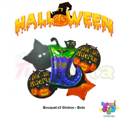 ImagenBouquet X5 Globos - Bota Halloween 