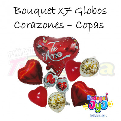 ImagenBouquet x7 Globos - Corazones y Copas 