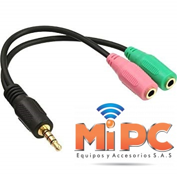 Imagen Cable adaptador de Audio y Microfono a plug 3.5mm