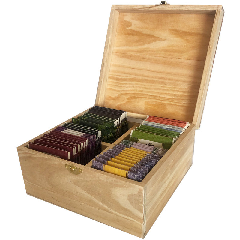 Imagen Caja de madera con tapa en madera x 32 infusiones
