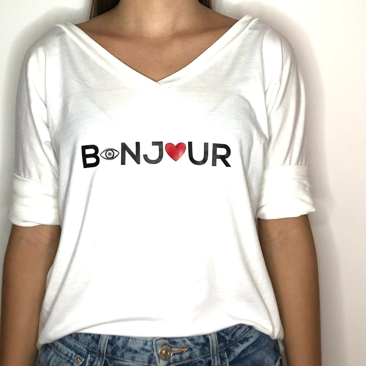 Imagen Camiseta bonjour cuello v 