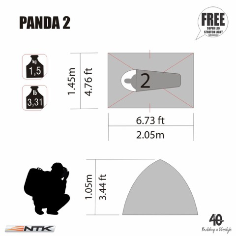 Imagen Carpa Panda 2 Personas Marca NTK 6