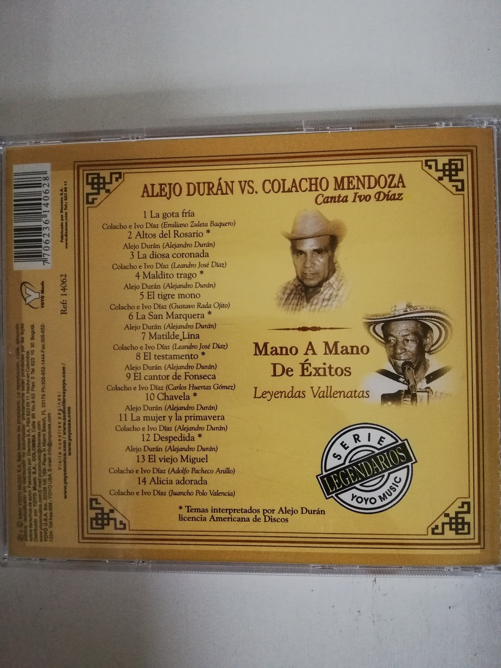 Imagen CD ALEJO DURÁN VS. COLACHO MENDOZA - MANO A MANO DE EXITOS 2