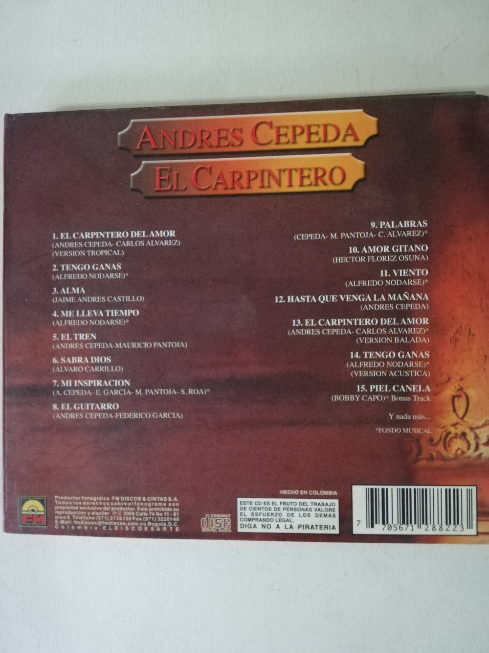 Imagen CD ANDRES CEPEDA - EL CARPINTERO 2
