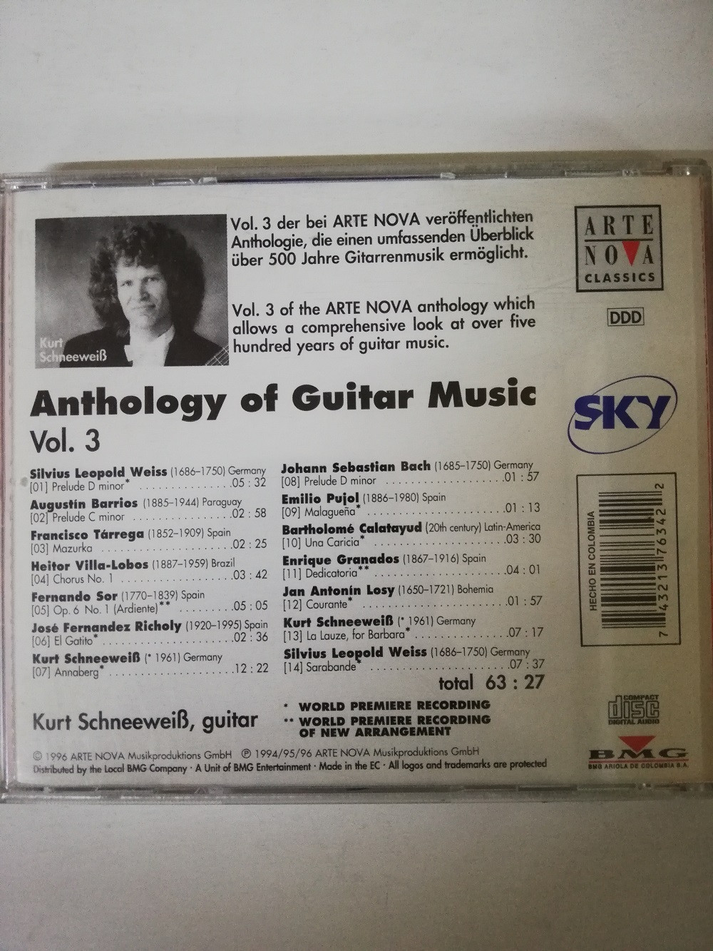 Imagen CD ANTHOLOGY OF GUITAR MUSIC - ANTHOLOGY OF GUITAR MUSIC VOL. 3 2
