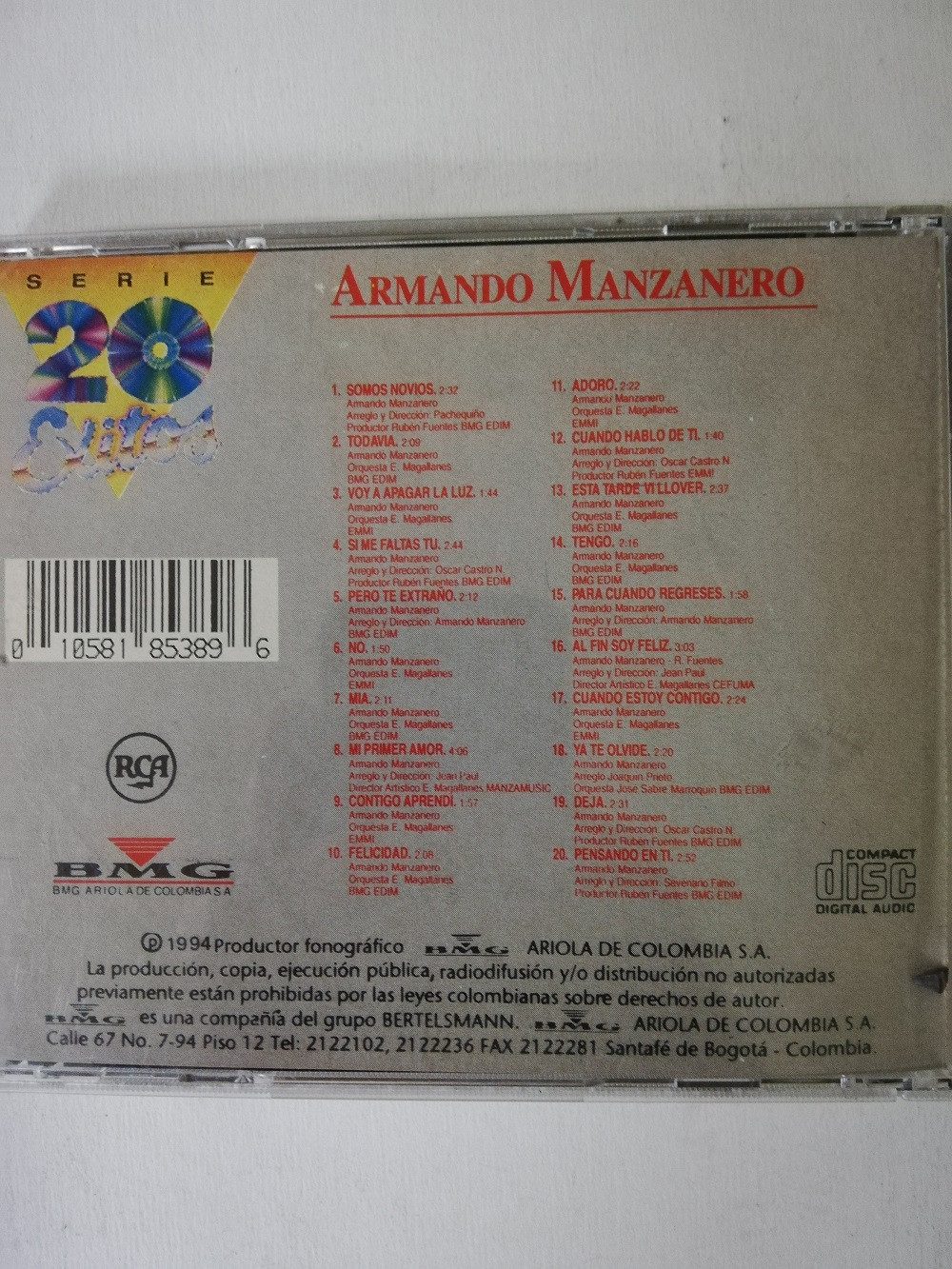 Imagen CD ARMANDO MANZANERO - SERIE 20 EXITOS 2