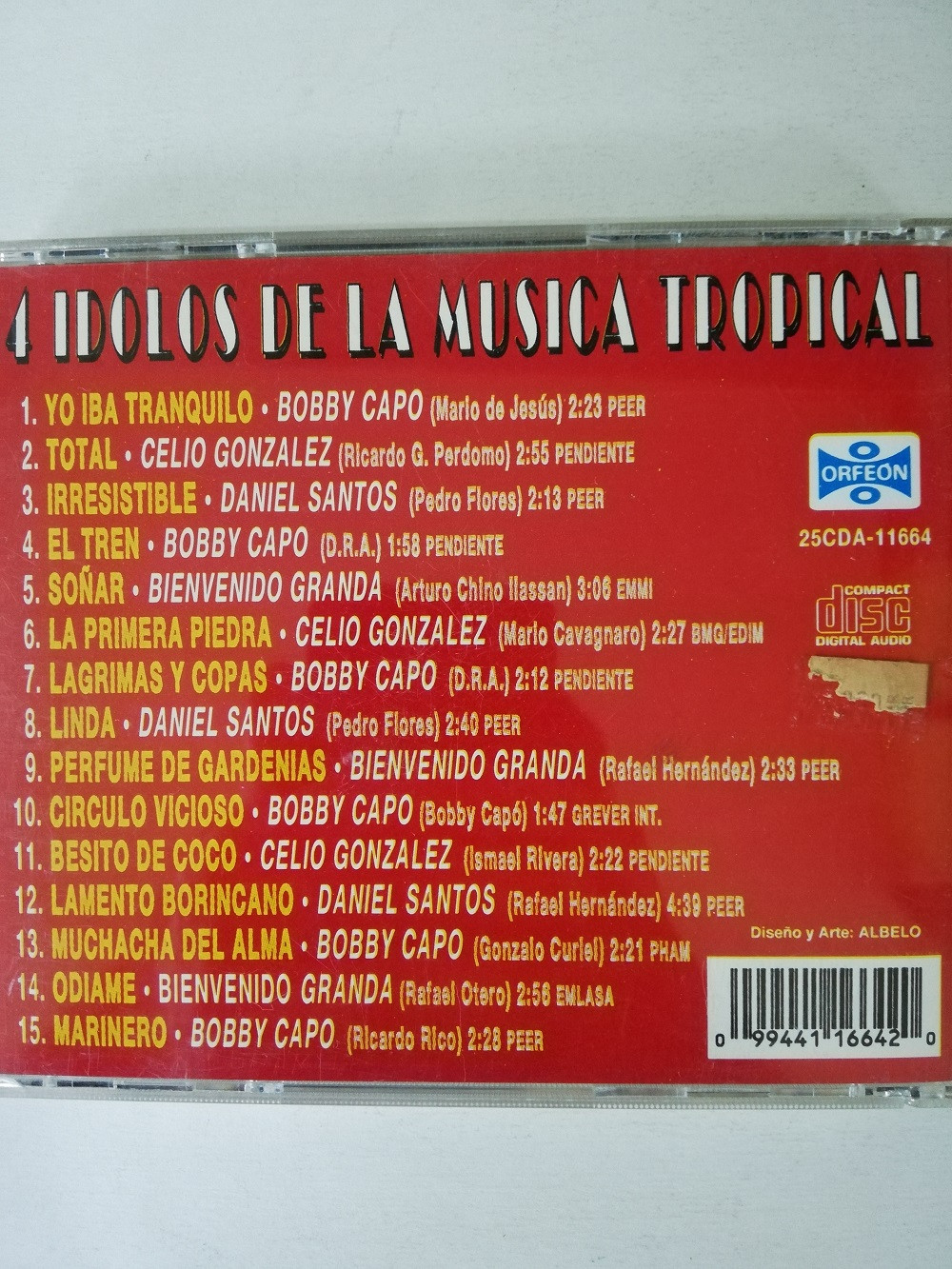 Imagen CD CELIO GONZALEZ/BOBBY CAPO/DANIEL SANTOS/BIENVENIDO GRANDA - 4 IDOLOS DE LA MÚSICA TROPICAL  2