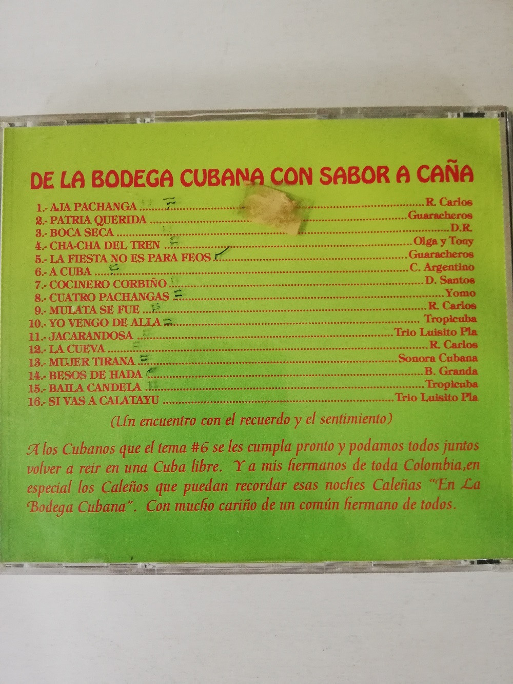 Imagen CD DE LA BODEGA CUBANA CON SABOR A CAÑA - VARIOS INTÉPRETES 2
