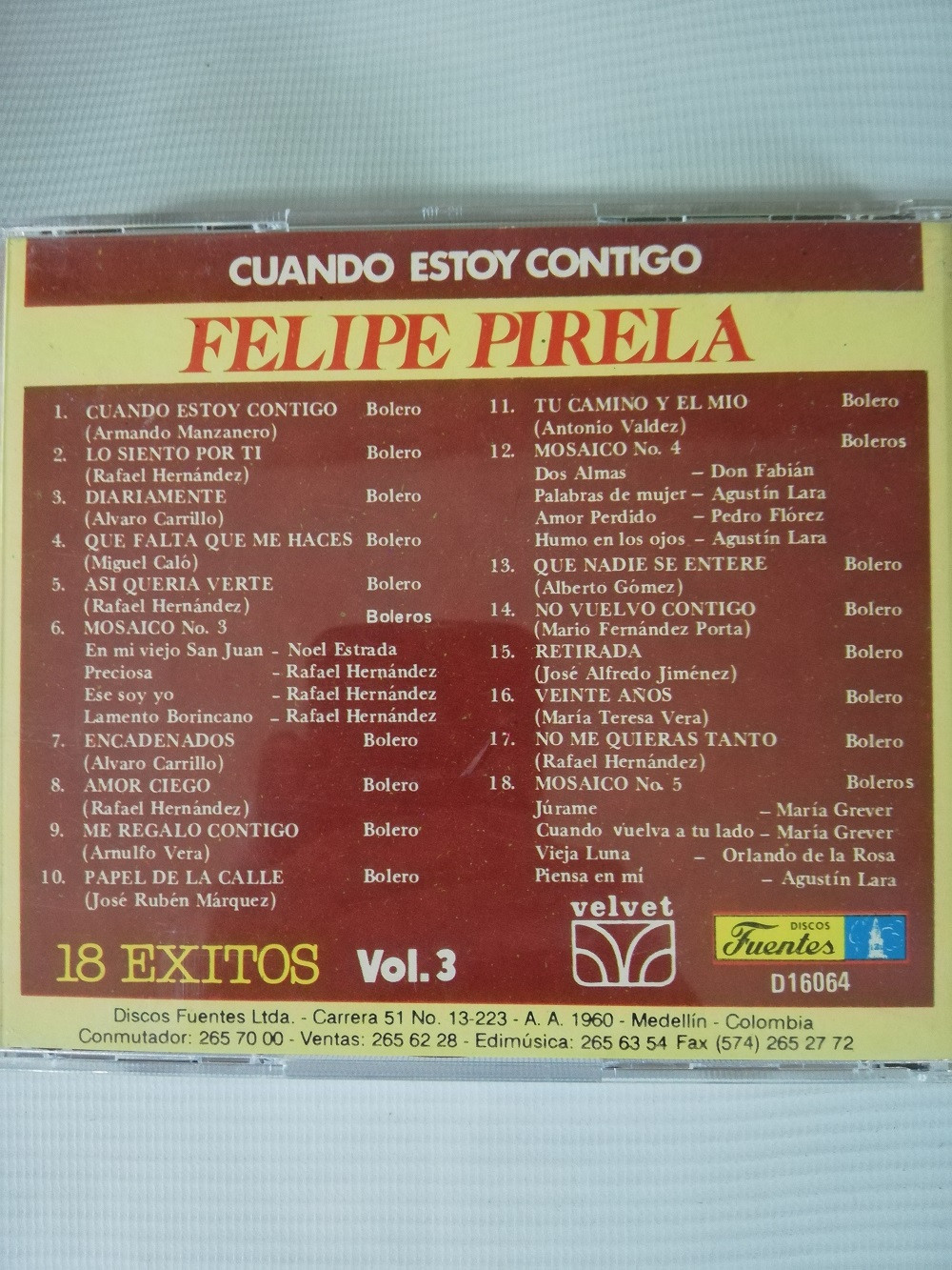 Imagen CD FELIPE PIRELA - 18 EXITOS VOL. 3 2