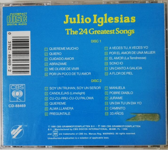 Imagen CD JULIO IGLESIAS - THE 24 GREATEST SONGS - CD X 2 2
