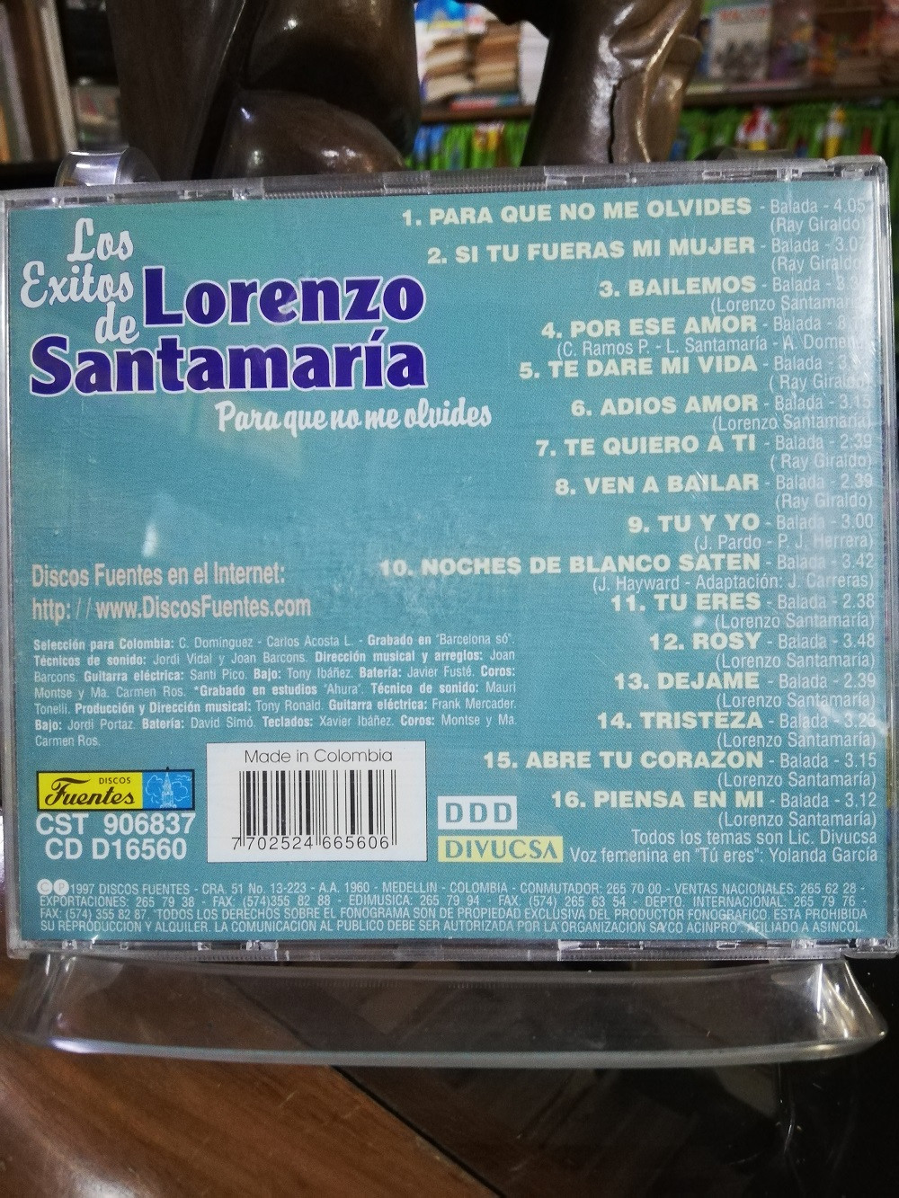 Imagen CD LORENZO SANTAMARIA - PARA QUE NO ME OLVIDES 2