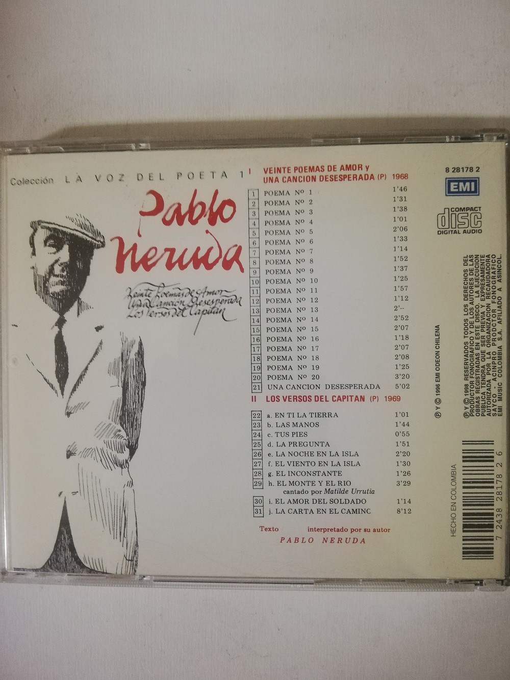 Imagen CD PABLO NERUDA - LA VOZ DEL POETA VOL. 1 2