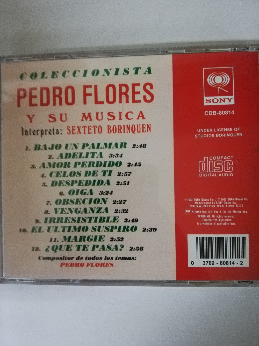 Imagen CD SEXTETO BORINQUEN - PEDRO FLORES Y SU MÚSICA 2