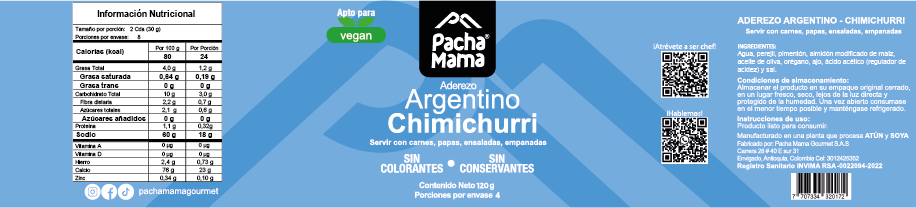 ImagenChimichurri Argentino con aceite de oliva x 120 gramos