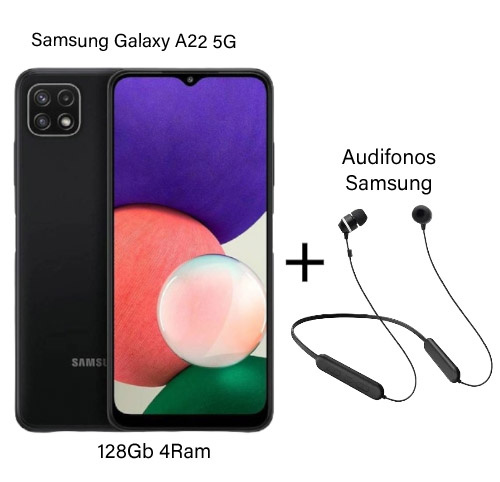Imagen Combo Celular Samsung Galaxy A22 5G 128Gb + Audífonos Samsung Bluetooth Itfit A08c