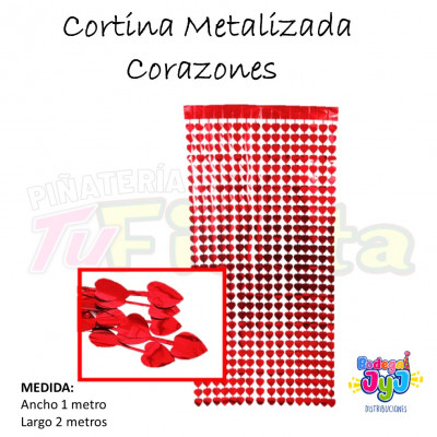 ImagenCortina Metalizada Corazones 