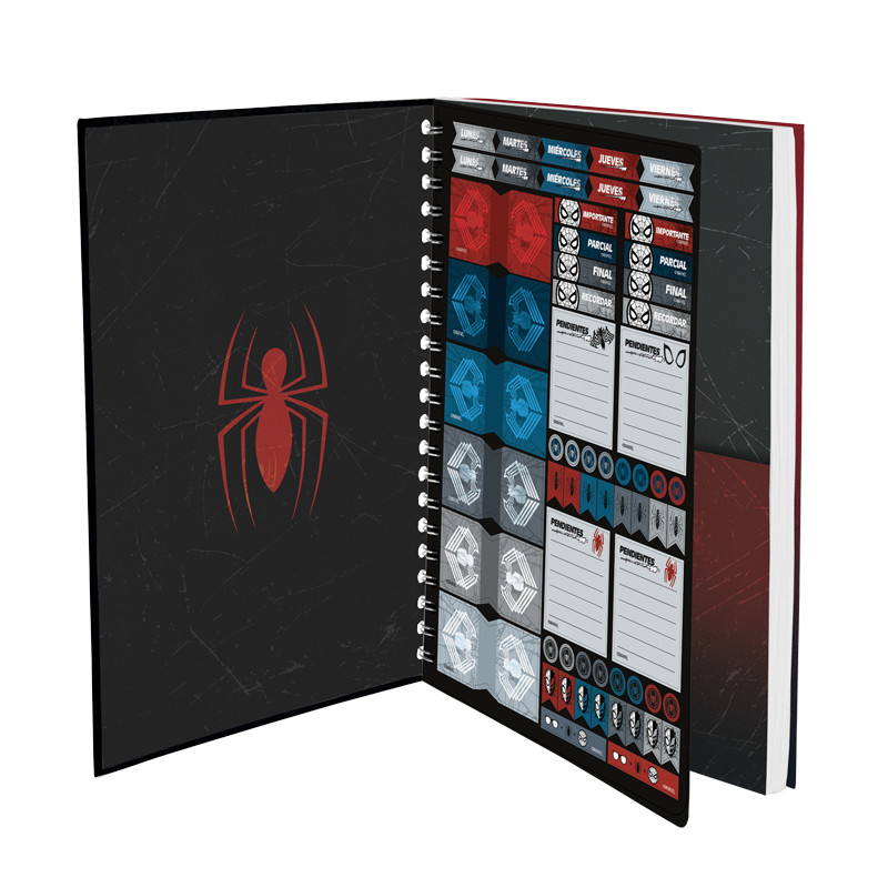 ImagenCuaderno argollado pasta dura grande 80h rayas Spiderman Max
