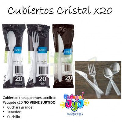 ImagenCubiertos Desechables Cristal x20
