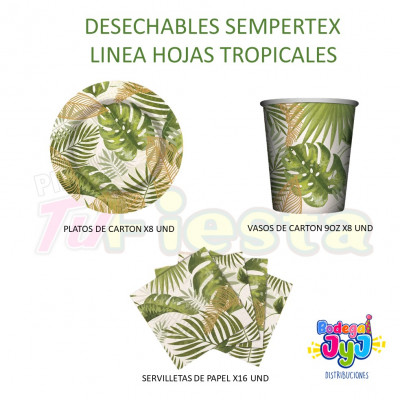 ImagenDesechables Linea Hojas Tropicales Sempertex 