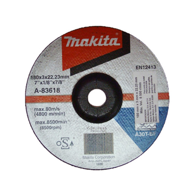Imagen Disco abrasivo corte de metal 7" X 1/8" Makita A-83618 