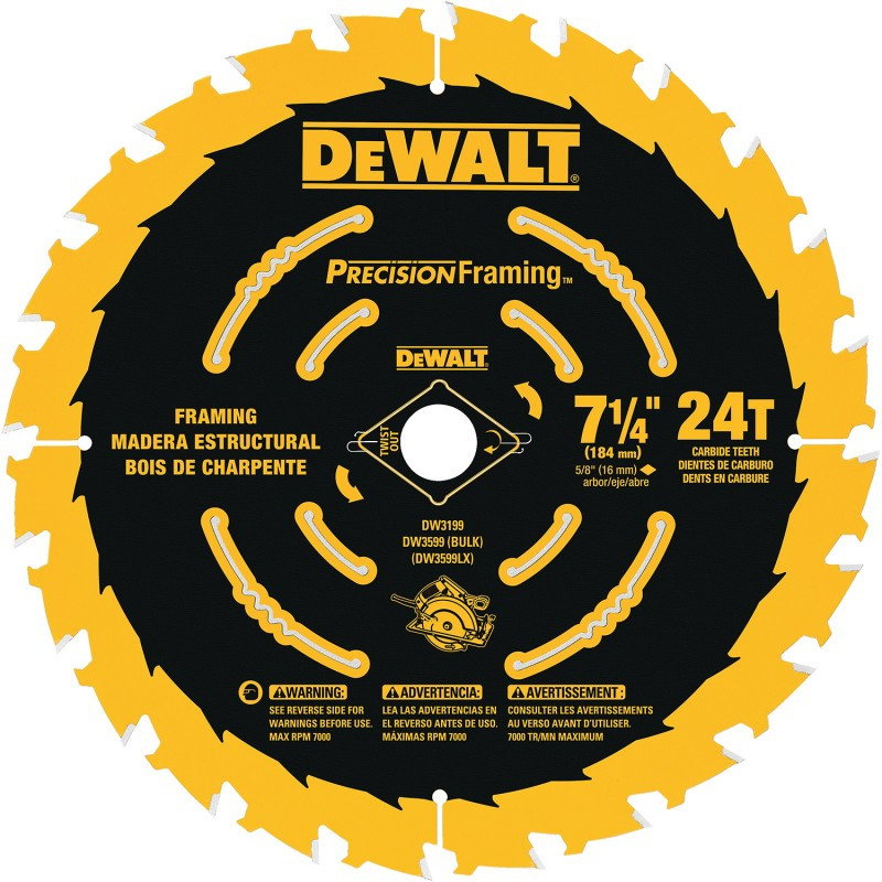 Imagen Disco de alta precision para madera 7-1/4" X 24 dientes DW3199 Dewalt