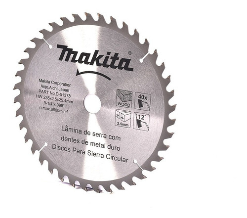 Imagen Disco de sierra 9-1/4 X 40 dientes para madera D-51378 Makita 2