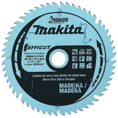 Imagen Disco de sierra circular 6-1/2" X 20 MM X 56 dientes B-57370 Makita 1