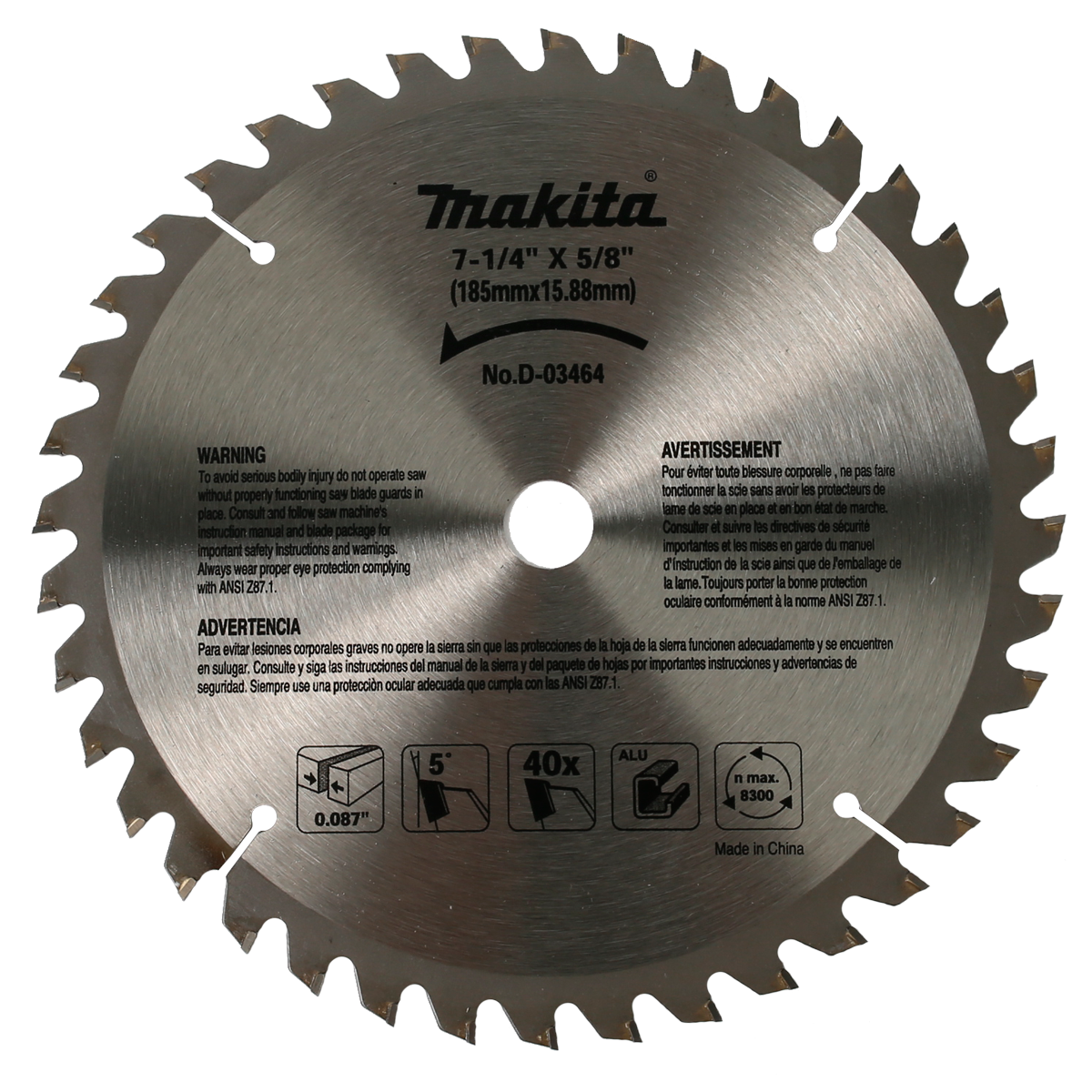 Imagen Disco de sierra circular 7 1/4" X 60D aluminio D-03464 Makita 1