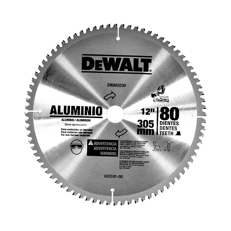 ImagenDisco de sierra para aluminio 12" X 80 dientes DWA03230 Dewalt