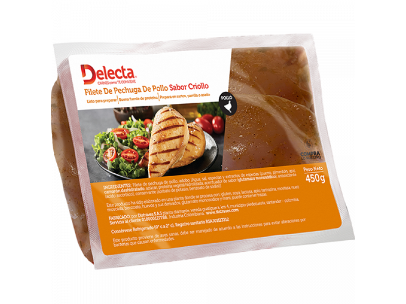 Filete de Pechuga de Pollo sabor Criollo: 32668 Tienda virtual de venta de  pollo, carnes frías, carne de res y carne de cerdo, marca Delichicks y  Delecta