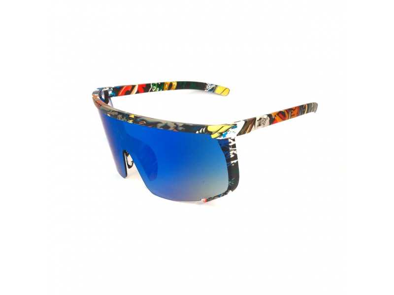 Kit 2 gafas deportivas para hombre, mujer, UV 400, montura, color blanco y  azul, lente de espejo, color