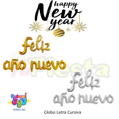 ImagenGlobo Letra Cursiva Feliz Año Nuevo 