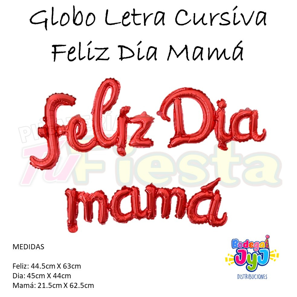 Imagen Globo letra cursiva "Feliz Dia Mamá"