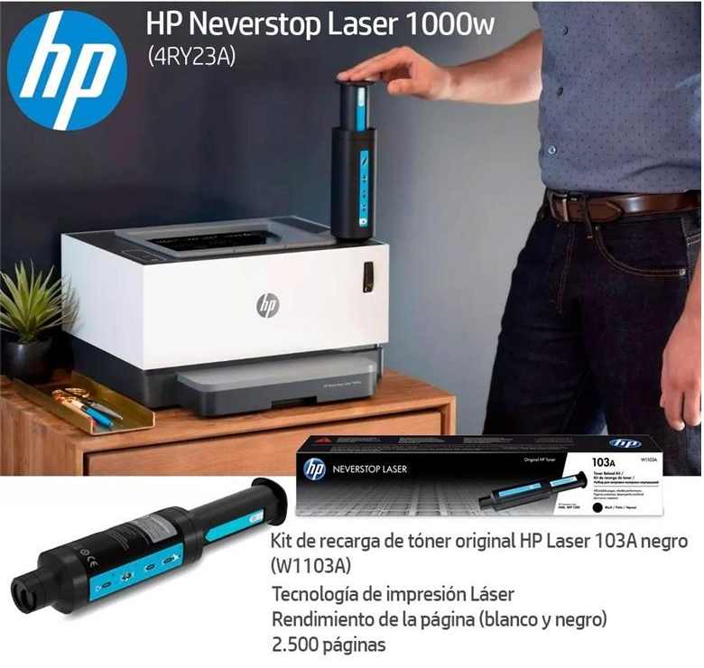 Imagen Impresora HP Neverstop Laser 1000w, Con Tanque de Toner Recargable 5