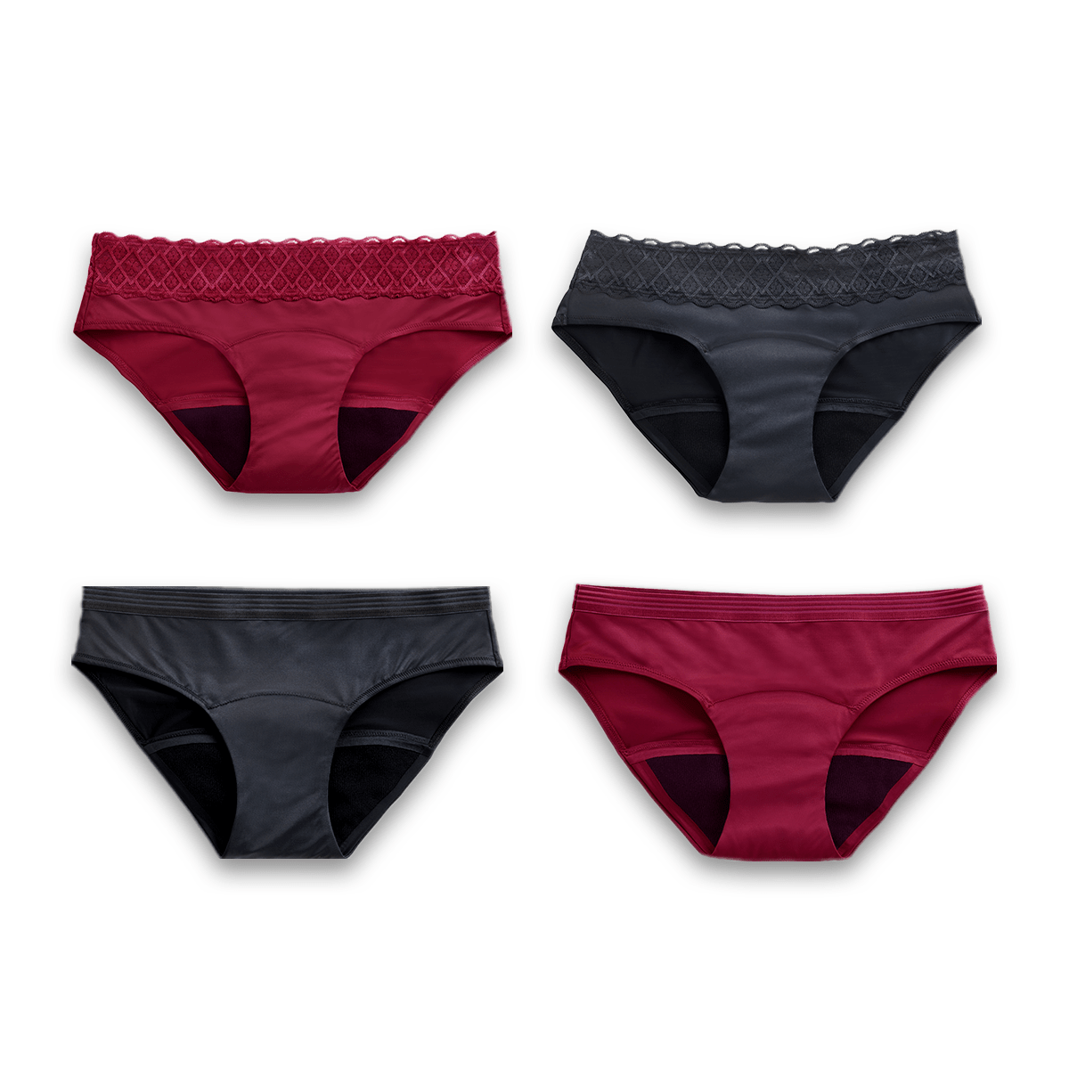 Imagen Inactiva Combo Hipster Negro + Hipster Vinotinto + Bikini Vinotinto + Bikini Negro - Flujo Regular 5