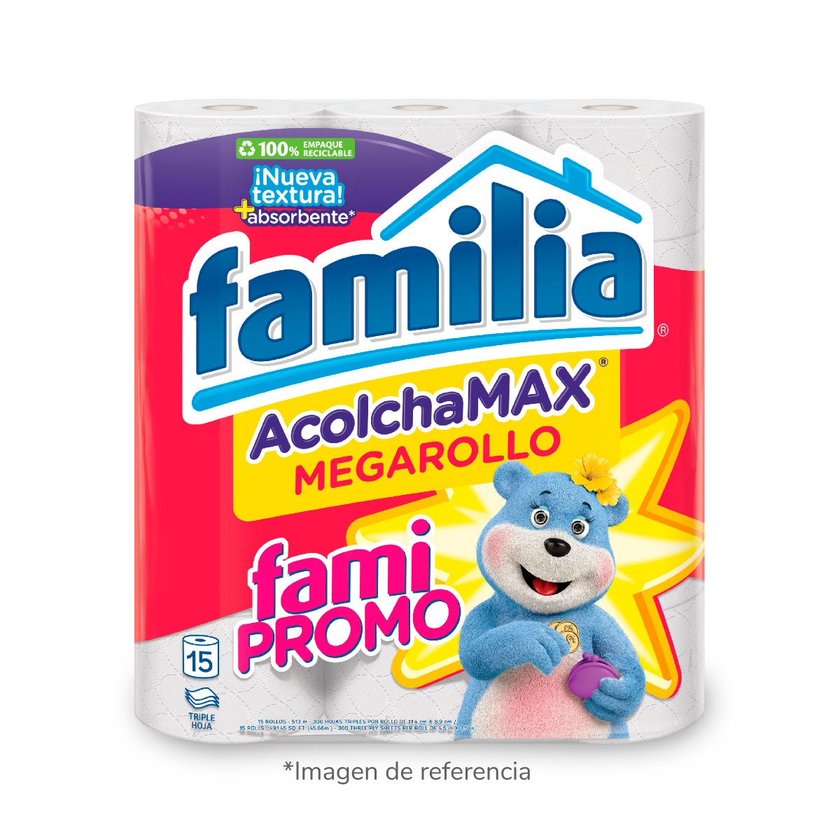 Imagen  Inactiva Papel Higiénico Familia AcolchaMAX MegaRollo X 15 Rollos 