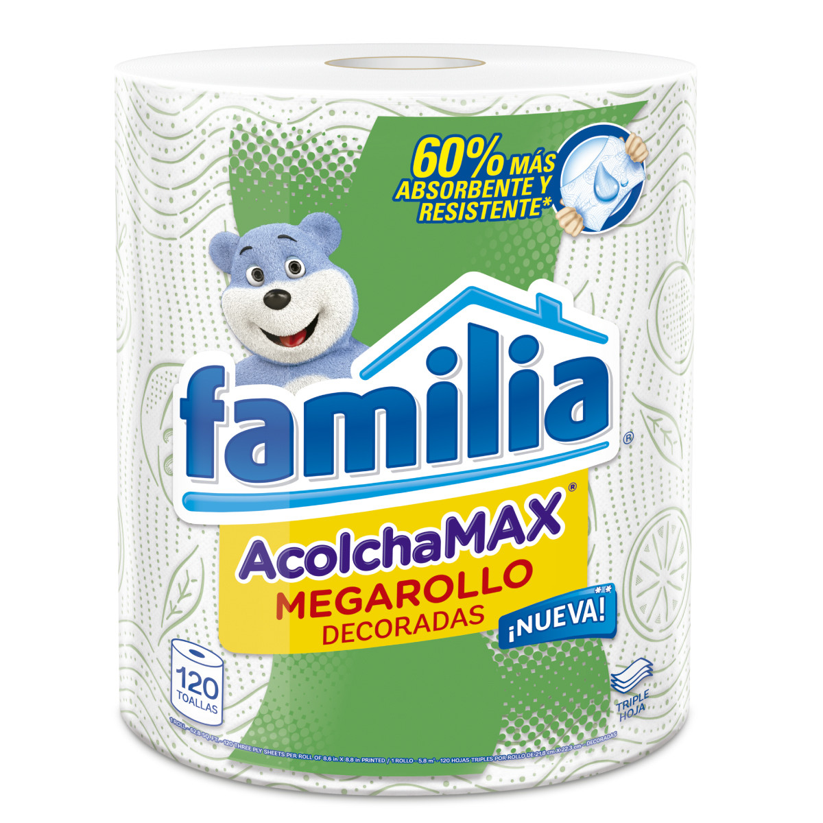 Imagen Inactiva Toallas de Cocina Familia AcolchaMAX Megarollo Decoradas de 120 Hojas 1