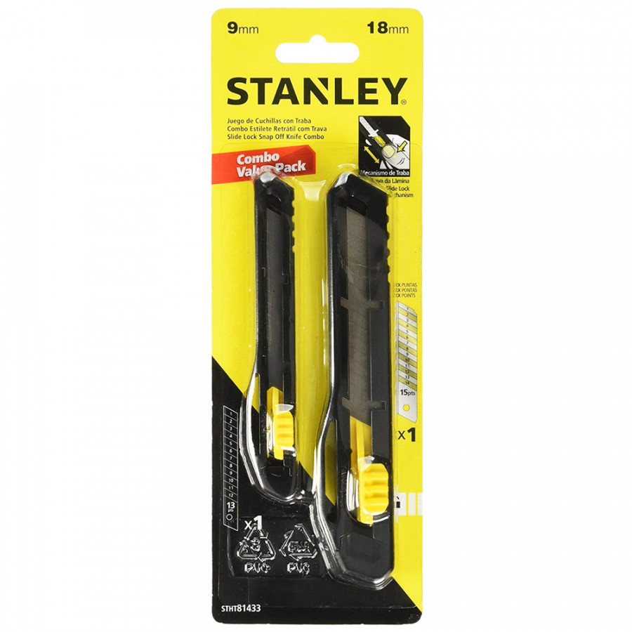 ImagenJuego de cuchillas Snap-Off Plásticas 9 Y 18mm STHT81433-840 Stanley
