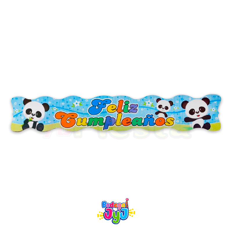 Imagen Letrero Feliz Cumpleaños Panda Bebé Niño 1