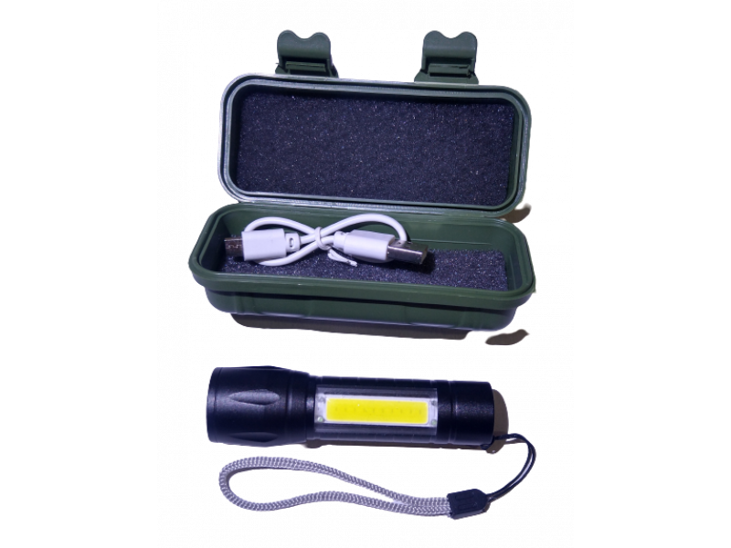 Linterna recargable con haz largo y clip para cinturón, linterna pequeña  con 5 modos de zoom, impermeable, brillo ajustable, alto lúmenes, potente