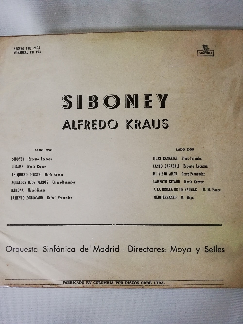 Imagen LP ALFRDO KRAUS - SIBONEY 2