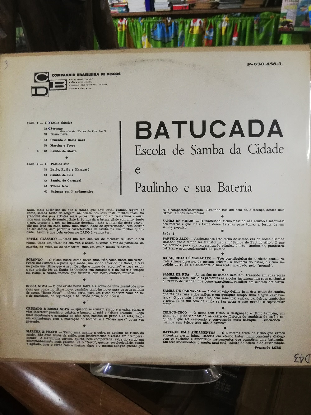 Imagen LP BATUCADA - ESCOLA DE SAMBA DA CIDADE E PAULINHO E SUA BATERIA 2
