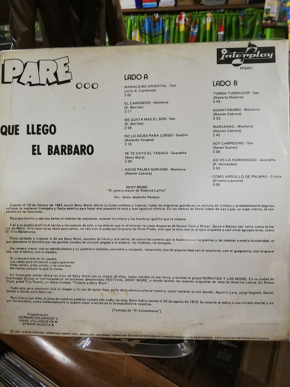Imagen LP BENY MORÉ Y SU ORQUESTA - PARE...QUE LLEGO EL BARBARO 2