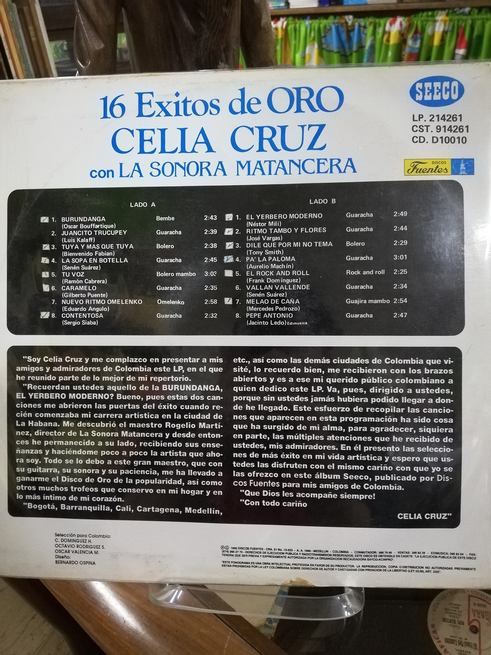 Imagen LP CELIA CRUZ CON LA SONORA MATANCERA - 16 EXITOS DE ORO 2