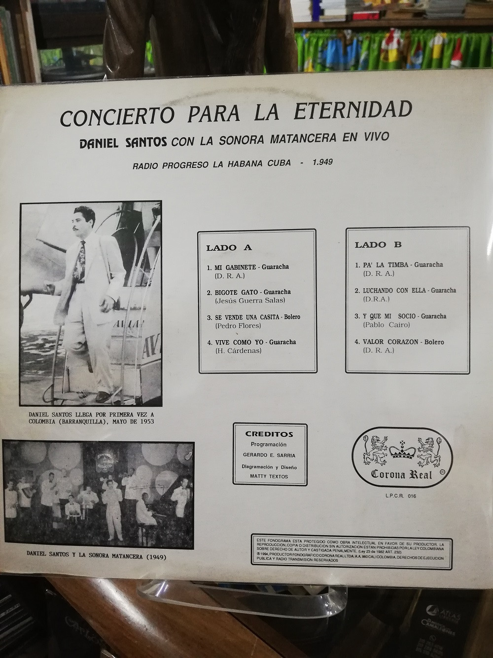 Imagen LP DANIEL SANTOS CON LA SONORA MATANCERA - CONCIERTO PARA LA ETERNIDAD, RADIO PROGRESO LA HABANA CUBA 1949 2